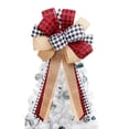 thumbnail image 6 of Buffalo Plaid Christmas Tree Topper Decoration - Red Black Burlap Bow - Rustic Farmhouse Xmas Decoration Home Decor, 6 of 7