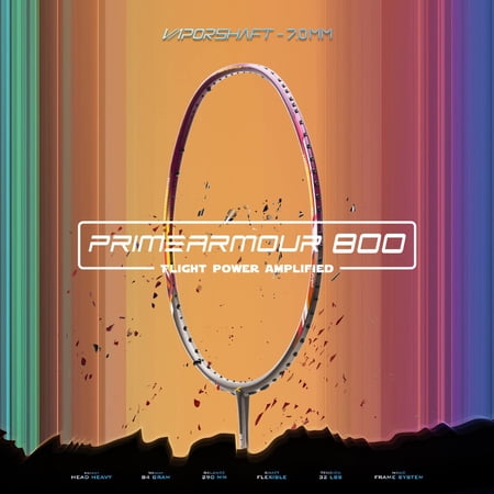 Hundred Primearmour 800 Carbon Fibre Unstrung Badminton Racket With Full Racket Cover For Intermediate Players | Colour ?Dk Grey & Dk Purple