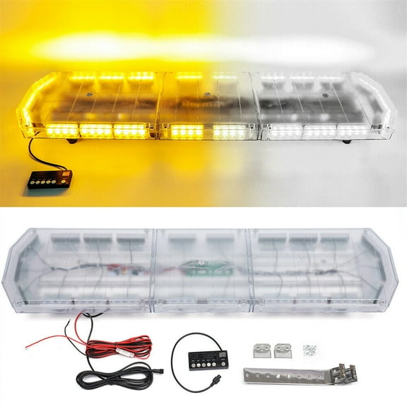Shzicmy 48" inch 88 LED Strobe Light Bar Amber&White Car Truck Beacon Tow Truck Response