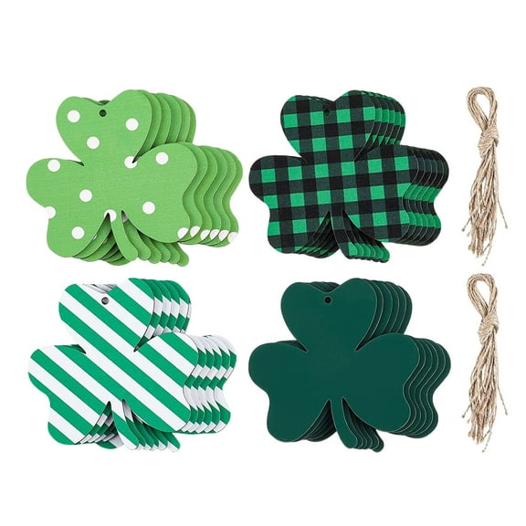 Clearance Items 24Pcs Green Wooden Irish Day Hanging ornaments, Diy Wood Embellishments With Ropes, Crafts for St. Patrick’S Day Party Decorations St Patricks Day Decorations