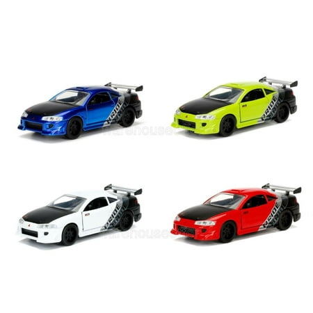 NEW DIECAST TOYS CAR JADA 1:32 W/B - METALS - JDM TUNERS - MITSUBISHI ECLIPSE (BLUE, GREEN, RED, WHITE) SET OF 4 (Best New Tuner Cars)
