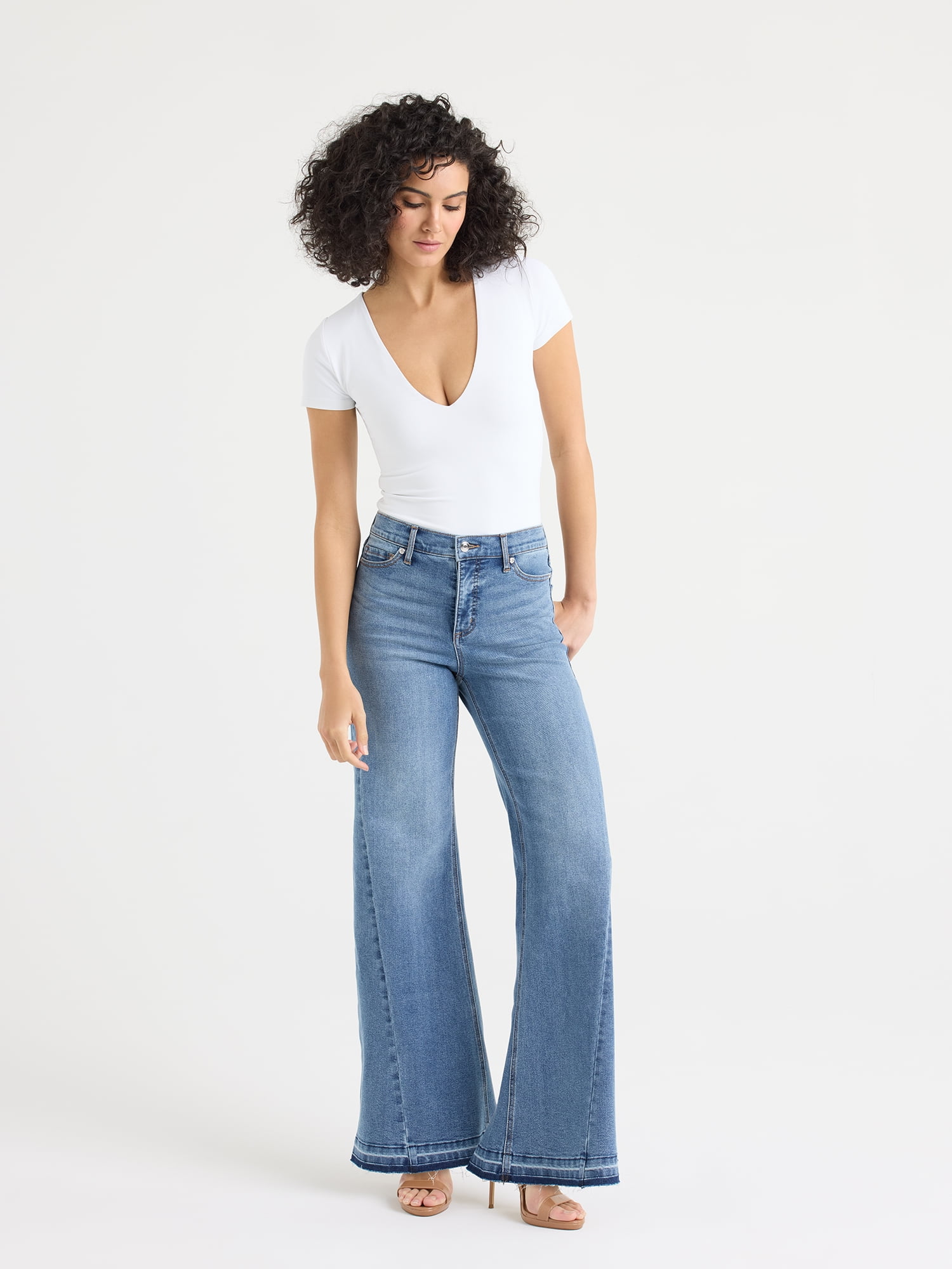 Sofia by Sofia Vergara Women's and Women's Plus Margot Wide Leg High Rise Jeans, 30.5" and 32.5" Inseams, Sizes 0-28