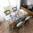 thumbnail image 4 of Easter Gnomes Bunnies Rectangle Tablecloth, Spring Easter Eggs Floral Leaves Waterproof & StainResistant Tablecloth, Washable Oil-proof Table Cover for Dining/Party/Wedding/Camping/Buffet 52x70 In, 4 of 9