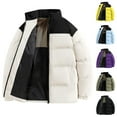 thumbnail image 4 of Ahdbta Men's Puffer Coats Full Zipper Stand Collar Winter Outerwears Windproof Warm Color Block Quilted Coats with Pockets, 4 of 4