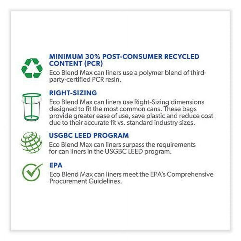 Eco Blend Max Can Liners, 60 gal, 0.8 Mil, 38 Eco Blend Max Can Liners, 60 gal, 0.8 Mil, 38