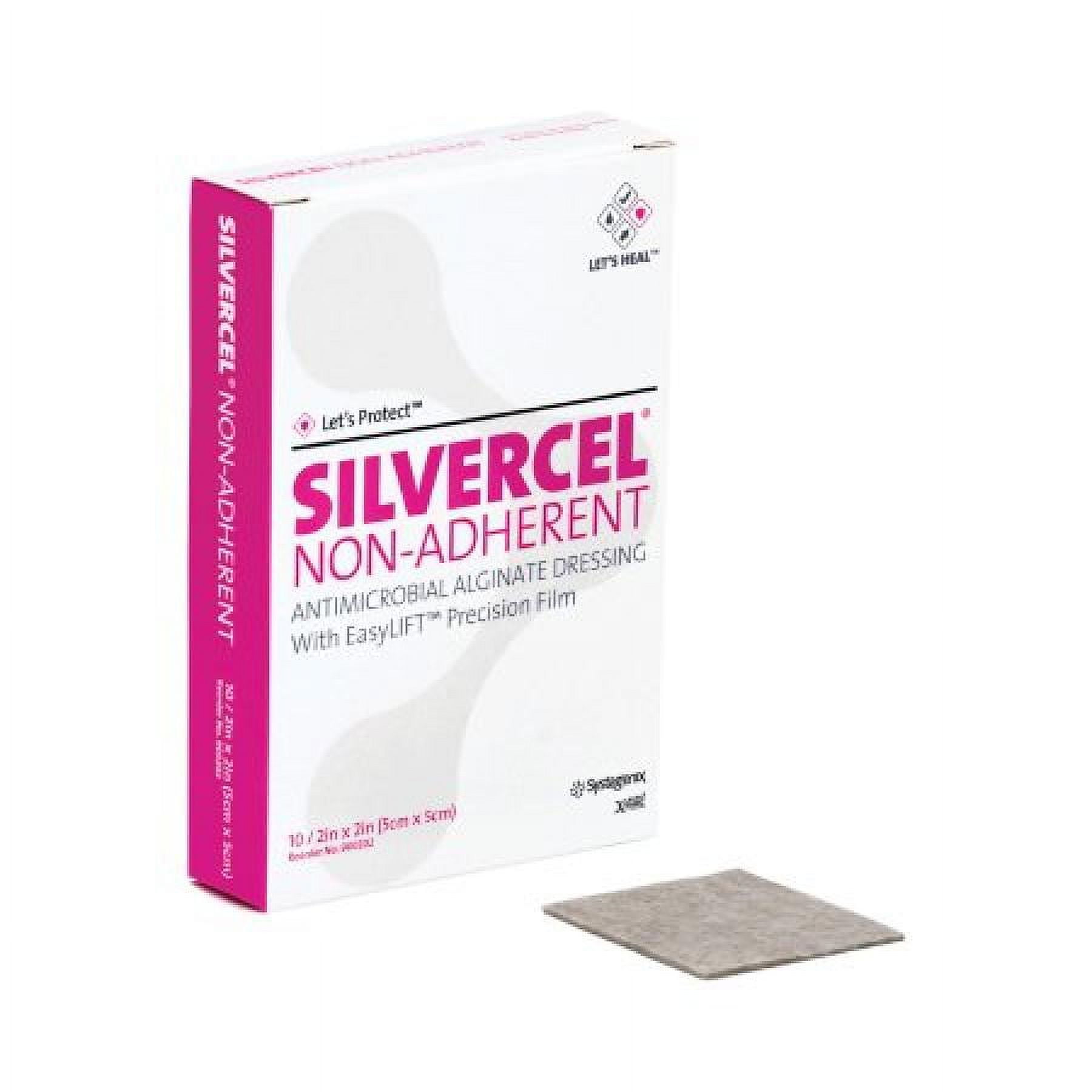 Silvercel Non-Adherent Antimicrobial Alginate Dressing, 2 Inches x 2 Inches, Sterile, 10 Count