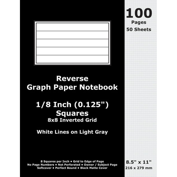 reverse graph paper notebook 0125 inch 18 in squares 85 x 11