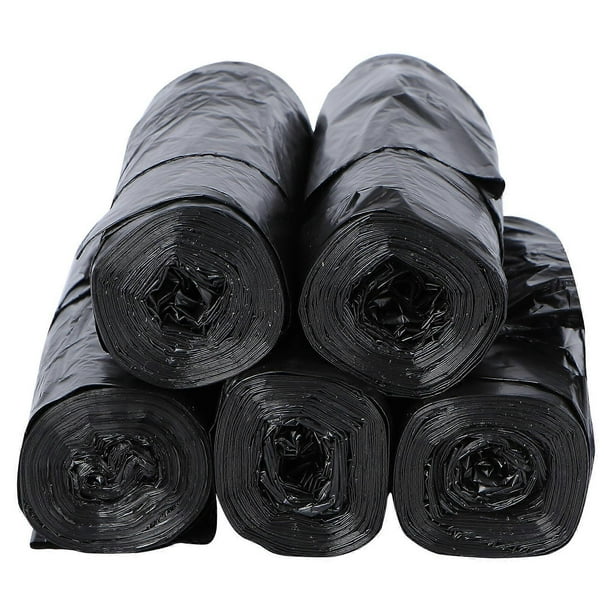 5 Rolls Portable Garbage Rubbish Trash Bags With Handle for Home Office Kitchen (Black)