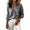 thumbnail image 5 of Button Down Shirts for Women Long Sleeve Cotton Striped Dress Shirts Casual Collared Blouses Business Work Tops with Pockets, 5 of 9