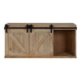 thumbnail image 3 of Kate and Laurel Cates Rustic Sliding Door Floating Wall Cabinet, 30 x 10 x 14, Rustic Brown, Decorative Distressed Wood Storage Cabinet for Farmhouse Wall Decor, 3 of 8
