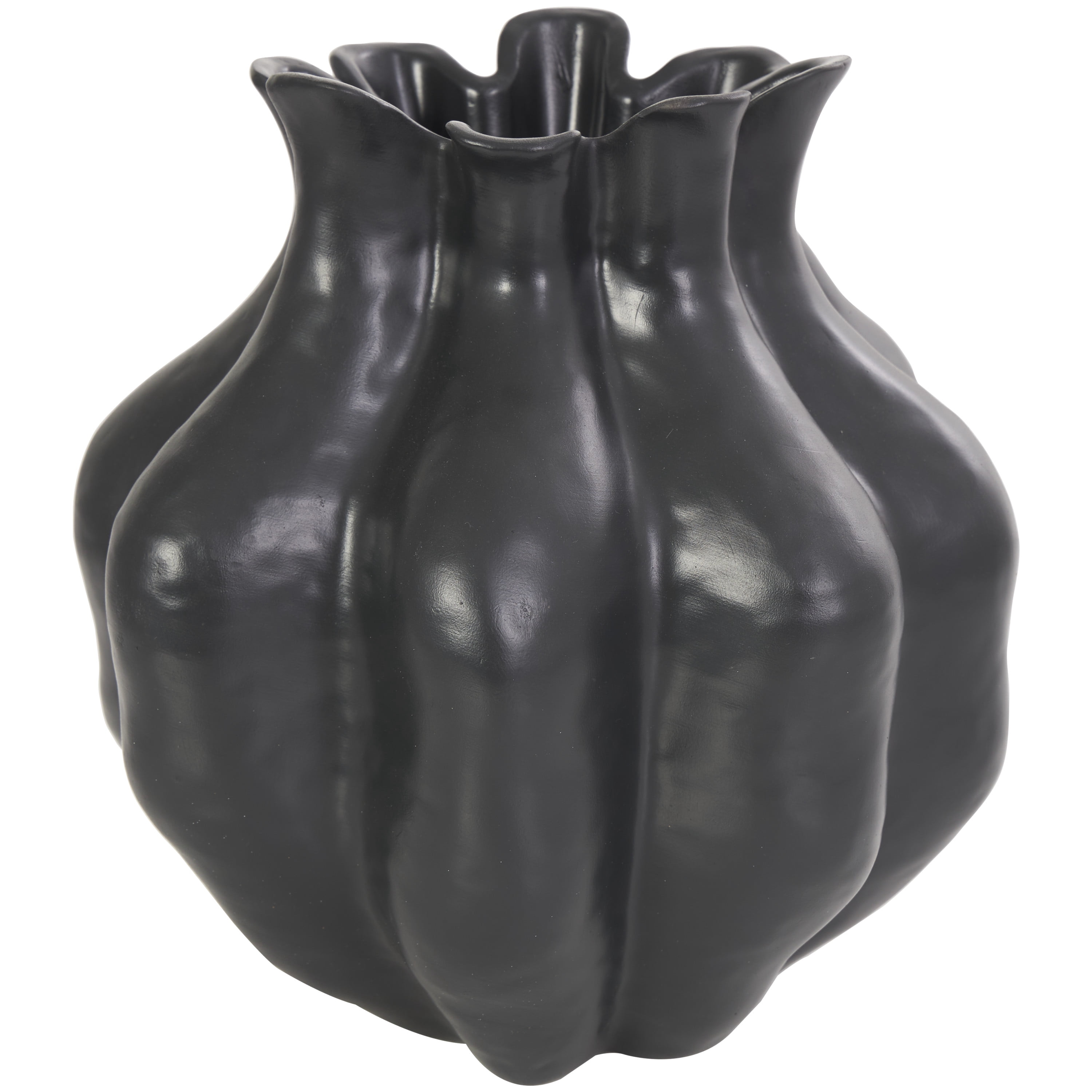 DecMode 10", 8"H Abstract Tulip Shaped Black Resin Vase, Set of 2