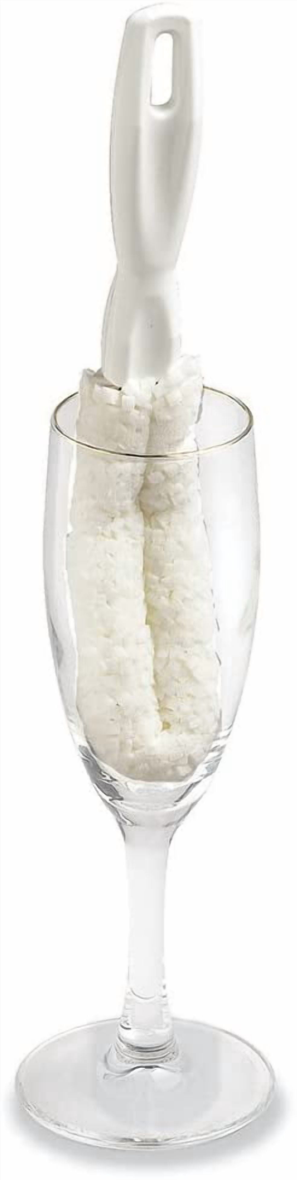 B61C Crystal Stemware Wine Glass & Flute Cleaning Brush, Non-Scratch Soft Foam Bristles, Dishwasher Safe Cleaner Brush for Crystal Glasses, Mugs, Tumblers, Champagne Glass Bottle (Pack of 2)