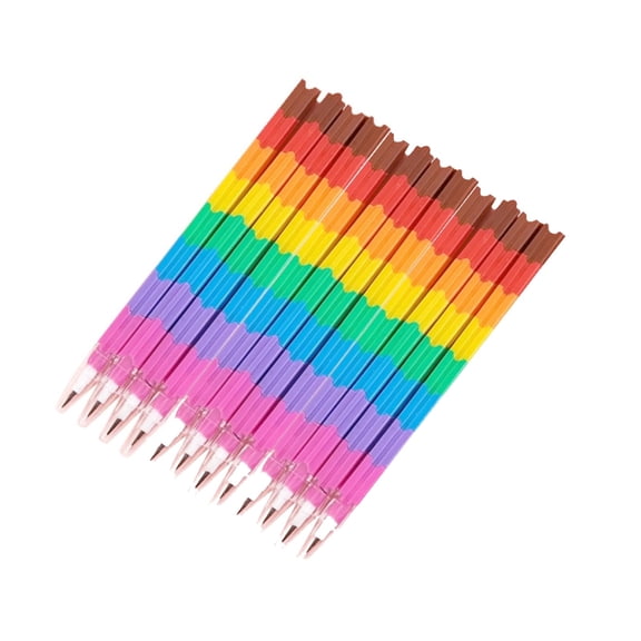 Hot Sale School Supplies College 24 Pcs Stacking Crayons Stackable Buildable Crayons Colorful Crayon Party Rainbow Pencils for Kids' Crayons Coloring School Supplies 8 Colors Of Pencils