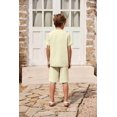 thumbnail image 4 of Arshiner Boy's 2 Pieces Summer Shorts Outfits Linen Set Casual Henley Shirts Short Sleeve Top and Short, 4 of 8