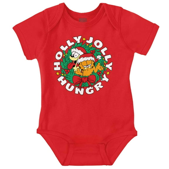 Garfield Christmas Holly Jolly Hungry Baby Romper Boys or Girls