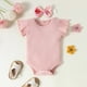 thumbnail image 5 of IROINID Clearance Neutral Crossover Onesies Baby Girls Cute Flowers Print Ruffles Short Sleeve Romper Shorts Pants Bow Suit,Purple, 5 of 9