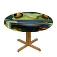 thumbnail image 3 of JEUXUS  Green Frog on Palm Jungle Fitted Round Tablecloth Waterproof Table Cloth with Elastic Edge Wipe Clean Table Cover for Indoor Outdoor Fits  Medium, 3 of 7
