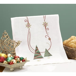 Craftways Elegant Candy Cane Napkins Stamped Cross-Stitch