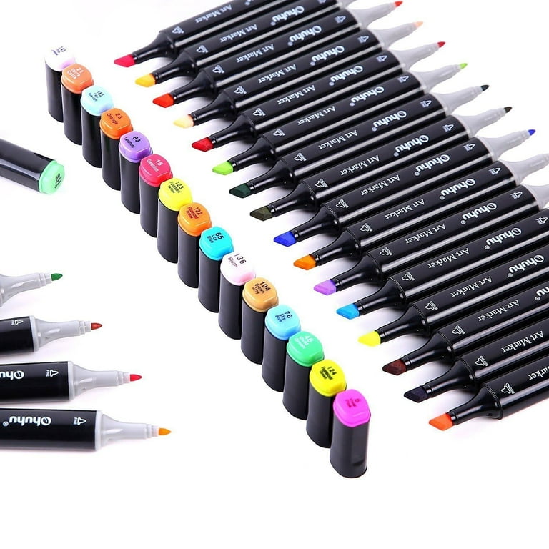 Ohuhu 40 Colors Dual Tips Permanent Marker Pens Art Markers for Kids, Highlighte