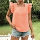 thumbnail image 1 of mfyjkho Tops De Gimnasio Para Mujer, Suéter De Cuello Cuadrado Y Manga Corta Con Volantes A Cuadros Para Mujer, Top De Moda Tops Y Blusas Para Mujer Xl, 1 of 7