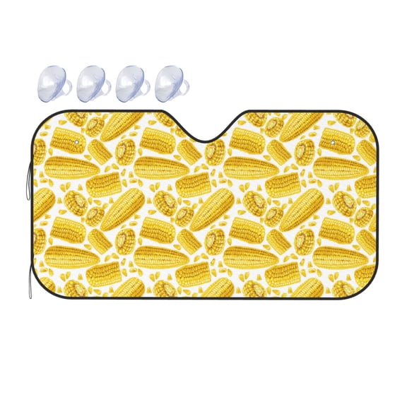 Fuzoiu Ears Of Corn Print Car Windshield Sunshade,Foldable Reflective Sun Visor,Windshield Sun Shade,UV Rays Sun Visor Shade,Auto Front Sun Shield Shade-Small