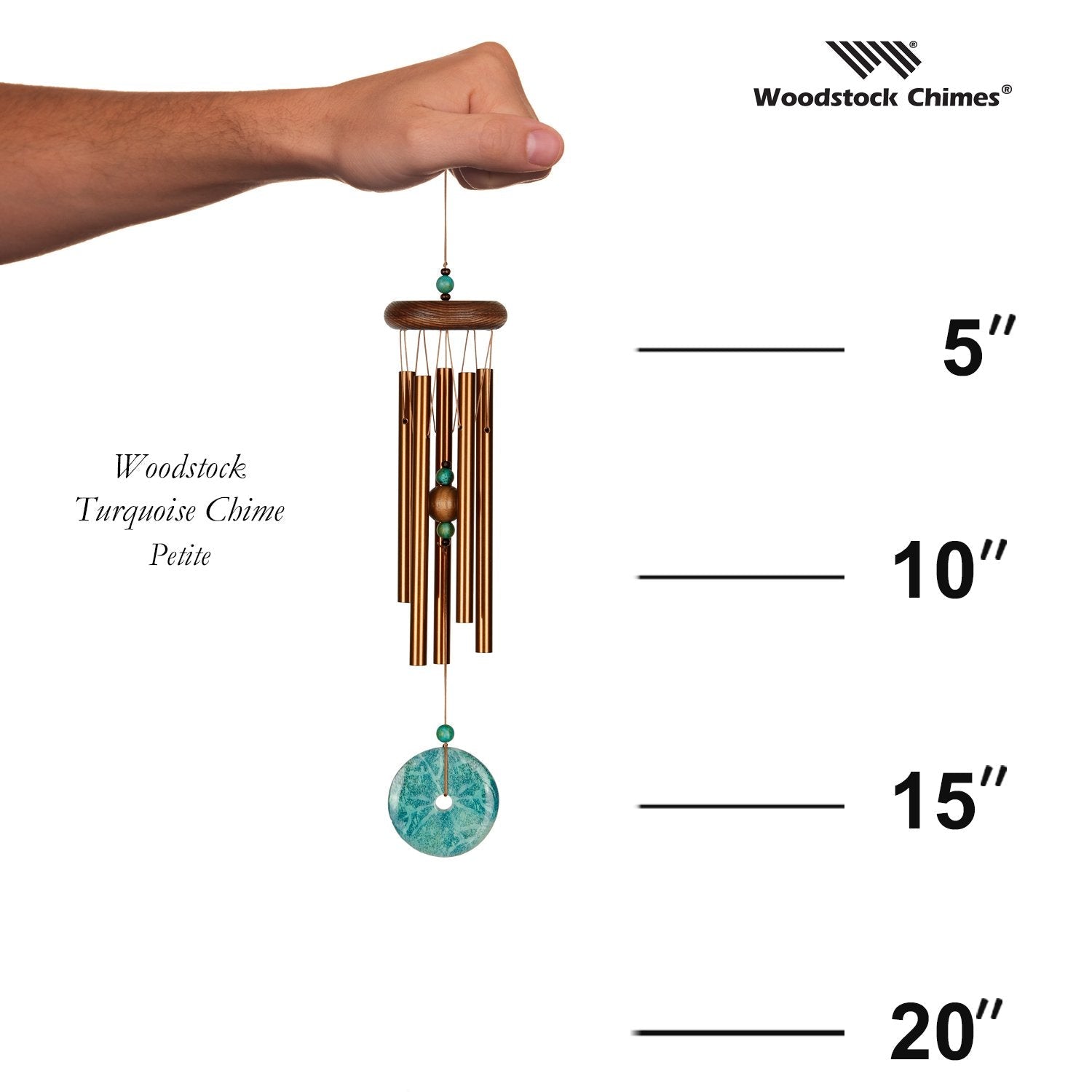 Woodstock Windchimes Woodstock Turquoise Chime Petite, Wind Chimes For Outside, Wind Chimes For Garden, Patio, and Outdoor Décor, 16"L