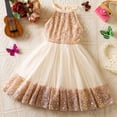thumbnail image 4 of Ulitacool Sundress For Girls Sleeveless Sparkly Dress For Summer Party Gown With Sequin Details Birthday Celebration Attire Basic Clothes 6-7 Years Rose Gold, 4 of 8