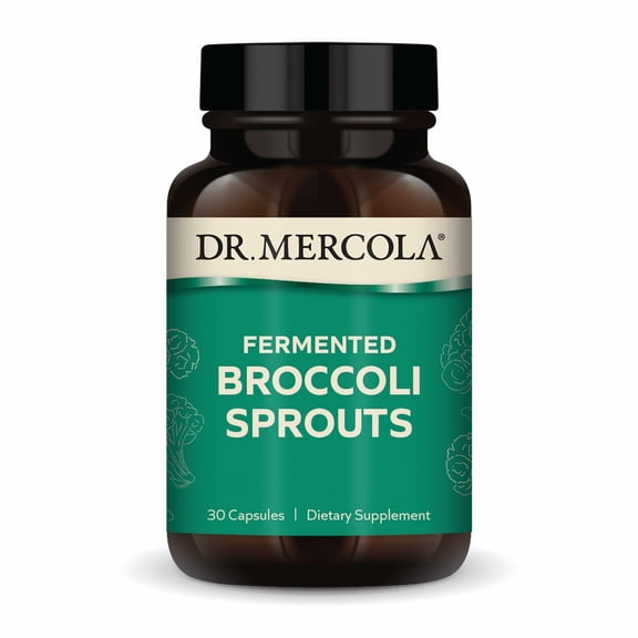 Dr. Mercola Organic Fermented Broccoli Sprouts - Provides Super Antioxidants - Supports Detoxification Processes - Organic Whole Broccoli - Non-GMO, Gluten-Free & Soy-Free - 30 Capsules (30 Servings)
