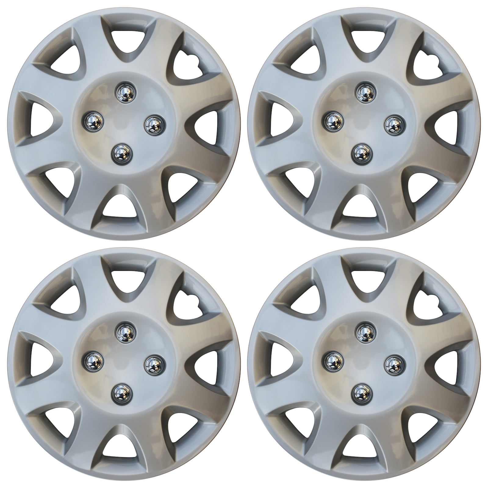 SET OF 4 14" SILVER WHEEL TRIMS COVER,RIMS,HUB,CAPS TO FIT RENAULT GIFT #12 