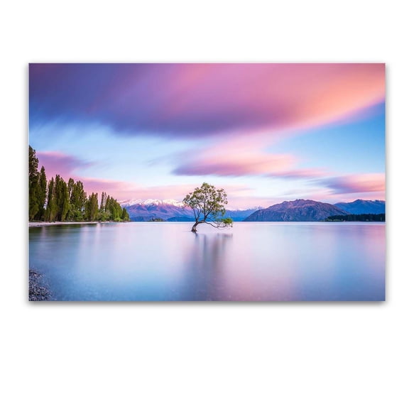 Startonight Tempered Acrylic Glass Wall Art - Morning Sky above the Lake Landscape Theme Artwork 24" x 36"