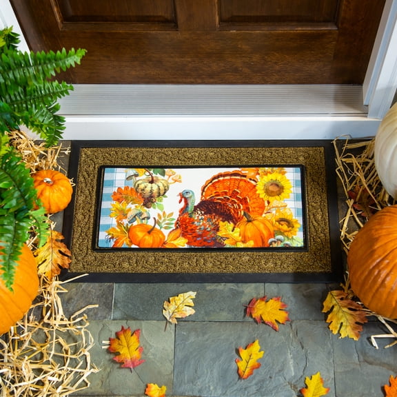 Home & Garden Gingham Turkey Switch Mat Rubber Sassafras Thanksgiving 431993