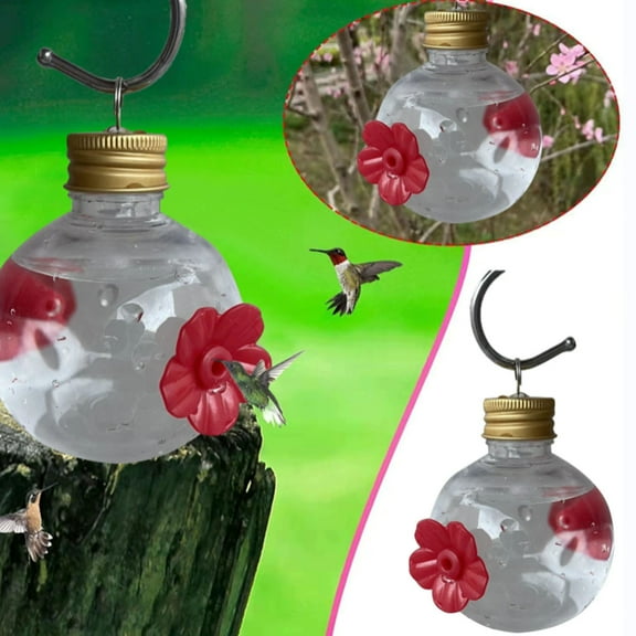 Holloyiver Hummingbird Flower Feeders for Outdoor, Plastic Handheld Bird Feeder, Bulb Water Cup Easy Filling Fun to All Age Handheld Hummingbird Feeders, Bee-Proof Hand Feeders