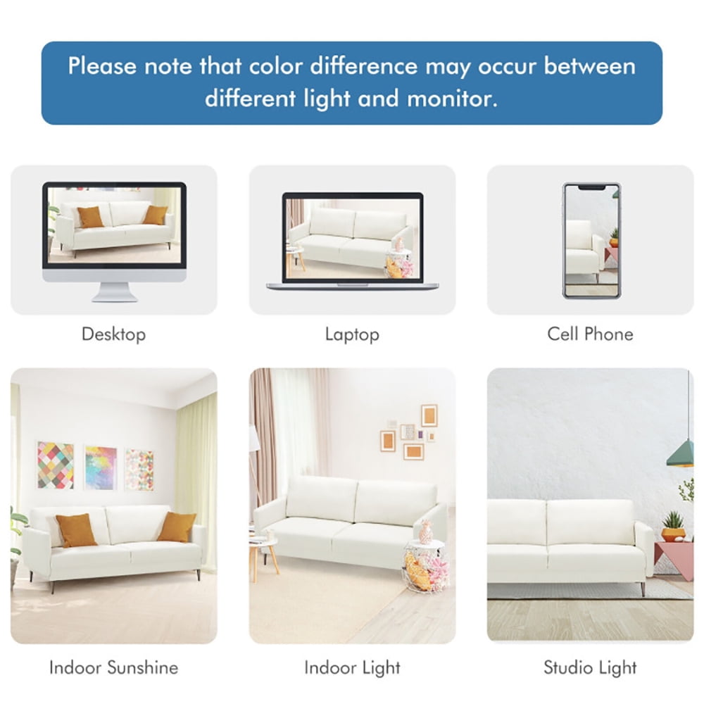Finihen Convertible Sleeper Sofa Bed, Sectional Couch, Loveseat Sofa, Modern Loveseat with Comfy Backrest Cushions, for Living Room, Bedroom, White Finihen Convertible Sleeper Sofa Bed, Sectional Couch, Loveseat Sofa, Modern Loveseat with Comfy Backrest Cushions, for Living Room, Bedroom, White