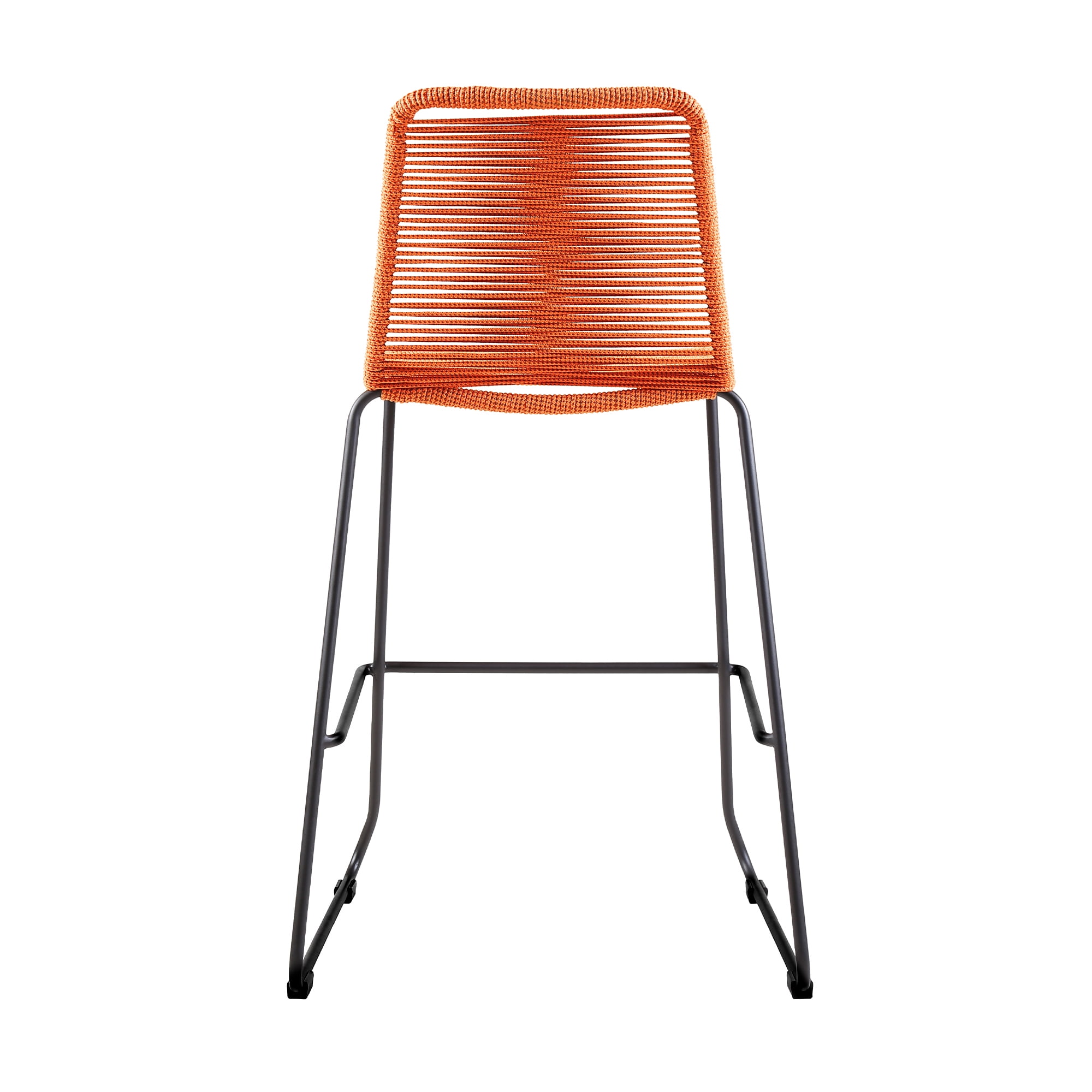 Shasta 30" Outdoor Metal and Tangerine Rope Stackable Barstool - Set of 6