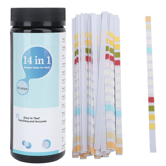 50 tiras de prueba de pH 14 en 1 Alcalinidad Dureza Papel de prueba de pH para piscina Agua potable Spa