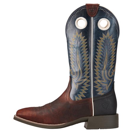 brown and blue ariat boots