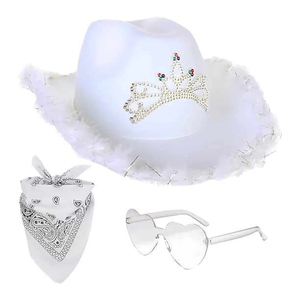 Conjunto de dos piezas de sombrero y bufanda de vaquero occidental para mujer, sombrero para exteriores para Mardi