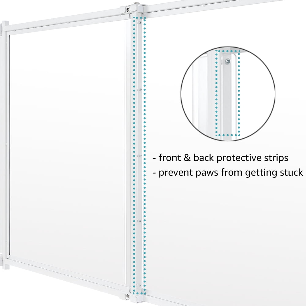 unipaws Clear Ferret Gate, Small Pet Barrier for Doorways Hallways Stairs Kitchen, Pressure Mounted Safety Pet Gate for Small Dogs Cats, Adjustable 22" to 39" Wide, 24" Tall Step Over, Indoor Use