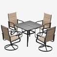 thumbnail image 3 of MRUAKA 5-Piece Padded Patio Dining Set, 360-Swivel Mid Back Breathable Textilene Chairs & Square Table, Heavy Duty All-Weather Outdoor Furniture，Khaki, 3 of 11