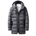 thumbnail image 4 of Men's Long Puffer Jacket Winter Warm Hooded Zip Up Quilted Padded Coat with Pockets Outdoor Outerwear, 4 of 4