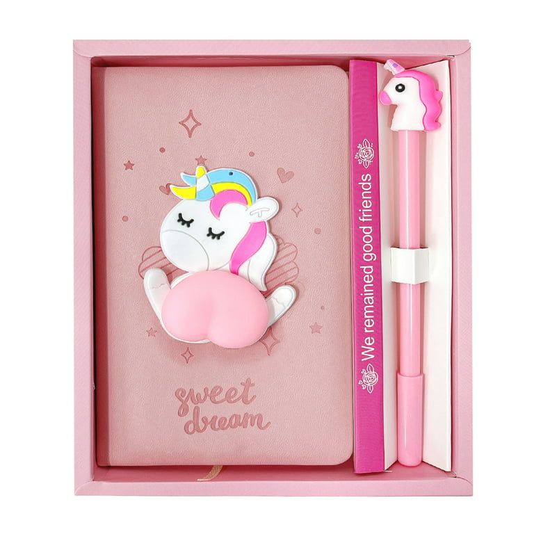 Wrapables Cute Notebook Gel Pen Set, Diary Journal Gift Set, Unicorn Butt 