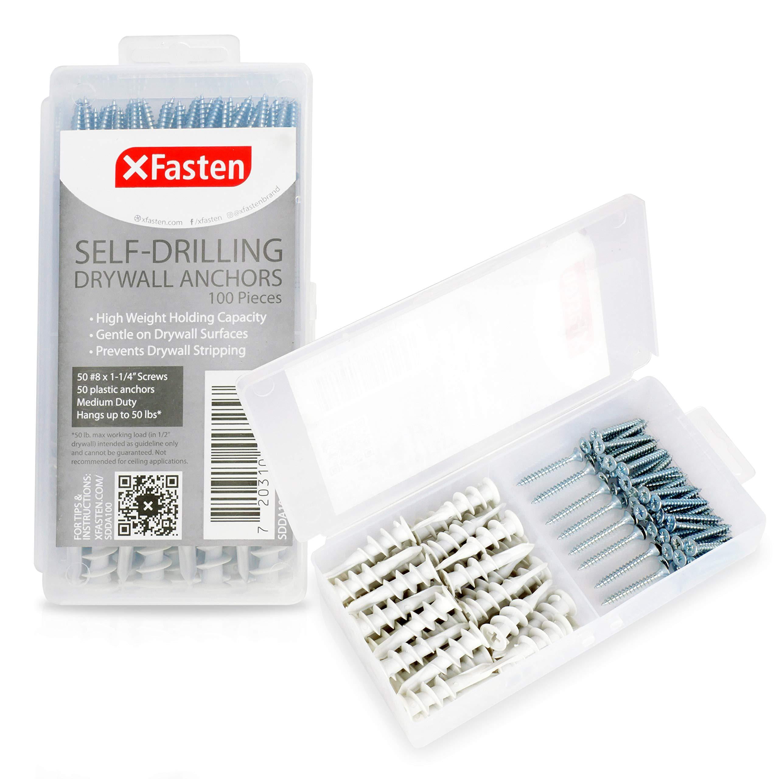 for sale online 100 Pieces XFasten Plastic Self Drilling Drywall Anchors With Screws Kit
