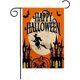 thumbnail image 1 of Banner de Halloween para jardín, pancarta vertical de doble cara con diseño de castillo, murciélago, calabaza y bruja, decoración de exterior de arpillera de granja de 12 x 18 pulgadas, 1 of 4