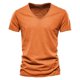 thumbnail image 1 of Camiseta 100% de algodón para hombre, camisetas con cuello en V de diseño a la moda, camisetas sólidas ajustadas, camisetas para hombre, camisetas de manga corta para hombre, 1 of 5