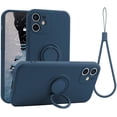 thumbnail image 1 of KOMI Compatible avec iPhone 12 Mini Case, Silicone with 360° Ring Kickstand Holder (Support Magnetic Car Mount) Soft Silk Microfiber Cloth Designed for iPhone 12 Mini 5.4 Pouces 2020 Blue, 1 of 5