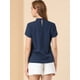 thumbnail image 5 of Allegra K Blusa Elegante De Oficina De Trabajo Con Cuello Alto Y Manga De Tulipán Para Mujer Azul marino L, 5 of 6