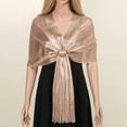 thumbnail image 4 of Outfmvch Pashmina Sparkling Metallic Shawls and Wraps for Evening Party/Wedding/Formal Dresses (With Free Buckle) Shawls Rose Gold One Size, 4 of 4