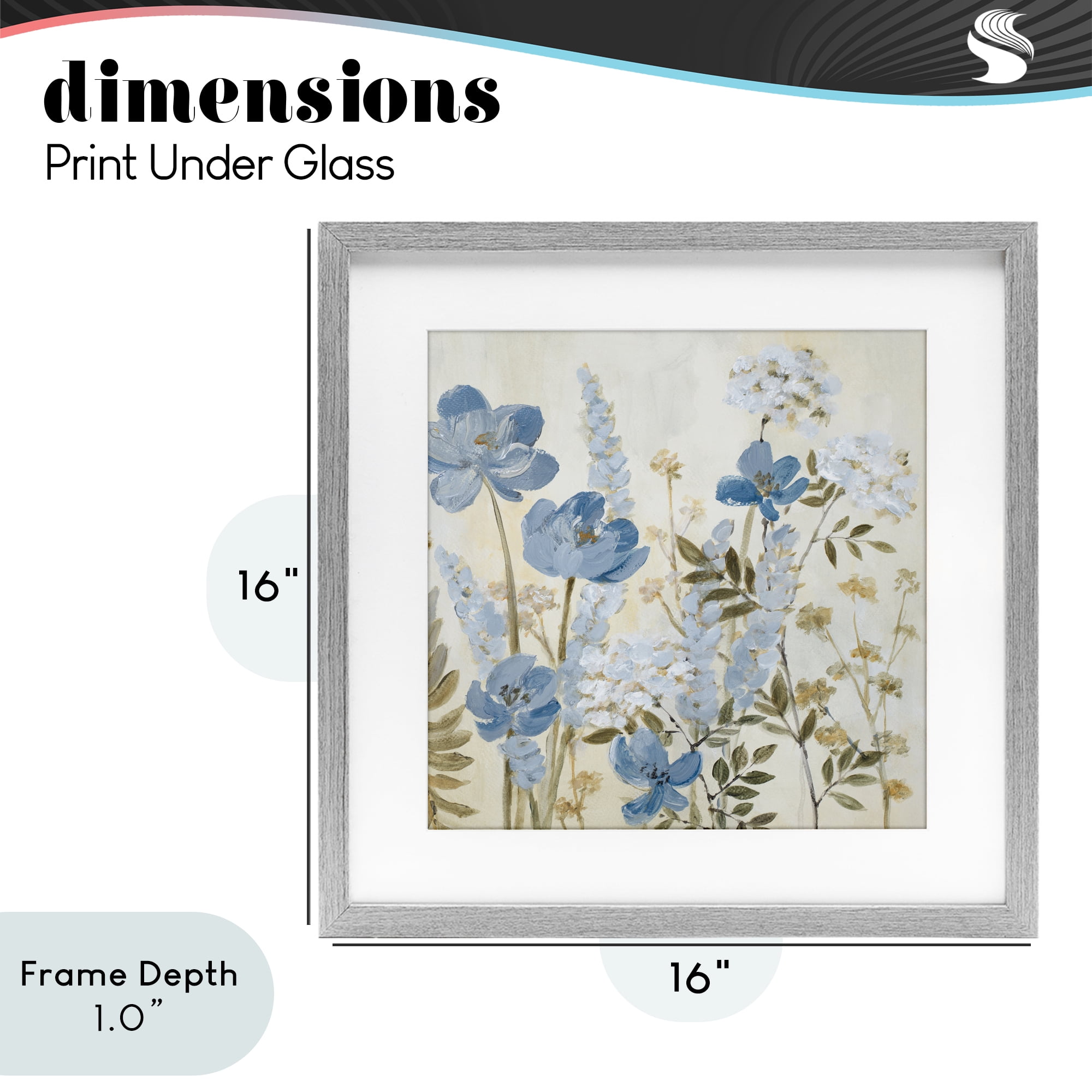 Stupell Industries Peace In The Blue Garden Gray Framed Print Under Glass, design by Lanie Loreth