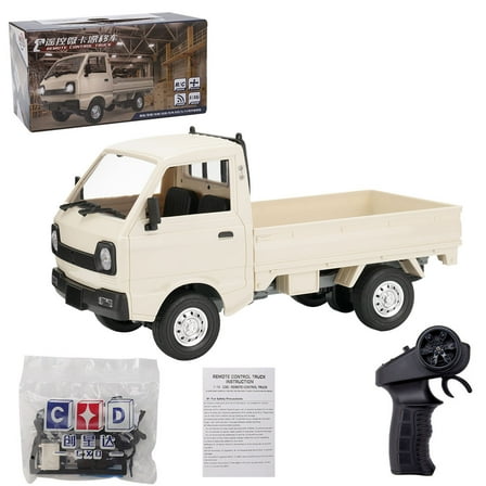 WPL D12 1/16 RC Mini truck, 2.4G Mini-van Kei Truck DIY with Double Battery (White)