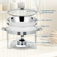 thumbnail image 4 of EDTara Ensemble de 2/4/6 Plats Ronds Anti-Frottement, Réchauffe-Buffets en Acier Inoxydable de 5 QT avec Couvercles en Verre, Porte-Carburant et Barquettes à Eau pour Traiteur et Mariages, 4 of 8